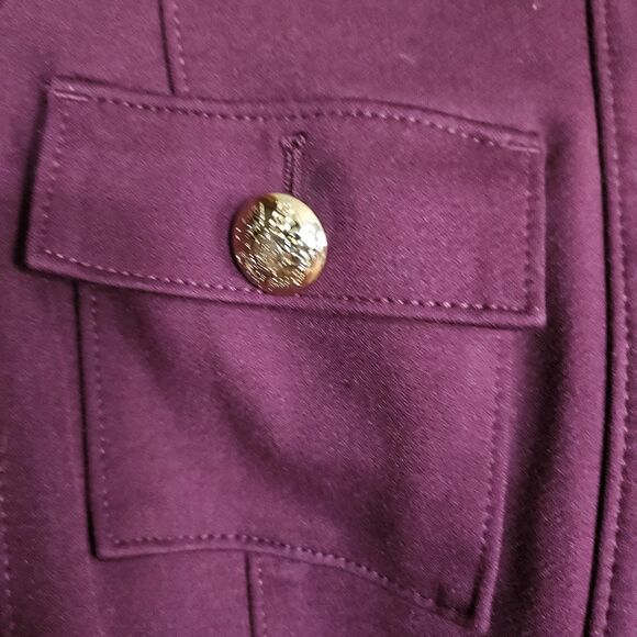 WHBM Burgandy Military Button Blazer Dress Suit Jacket Women's SIZE 4 Luxe - Picture 8 of 10